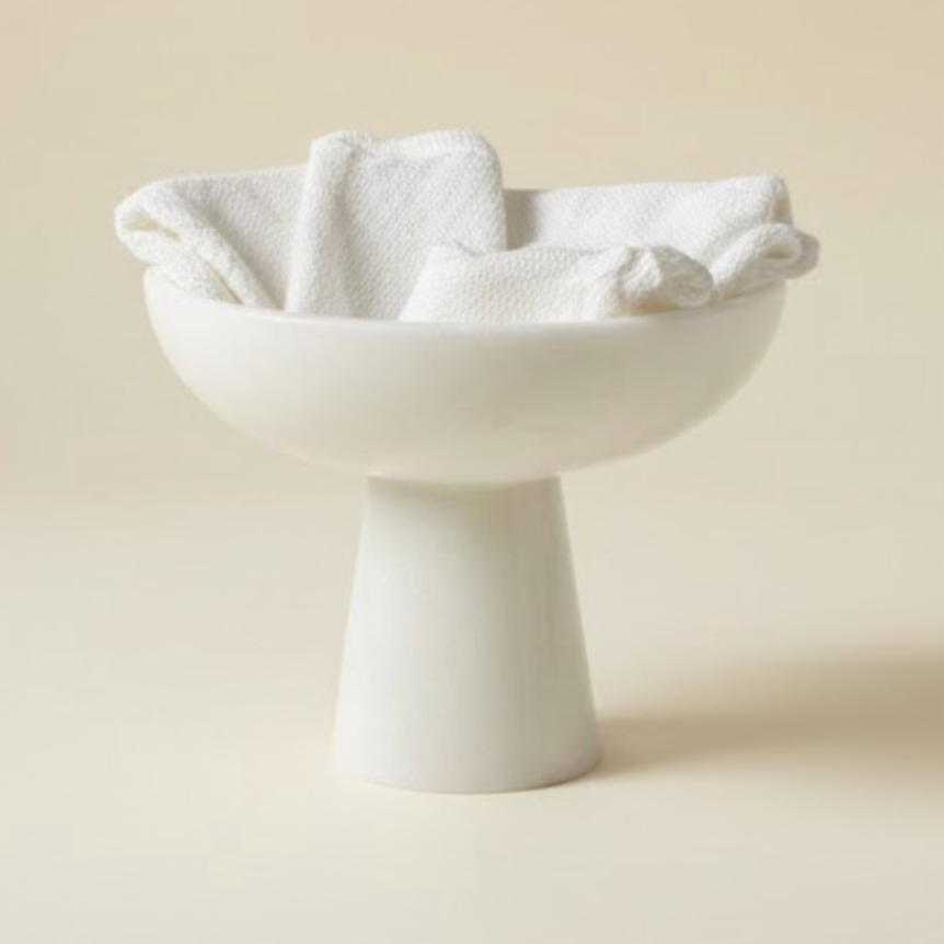 White Marble 2 Piece Towel Holder Set – Bowl Style & Paper Towel Holder