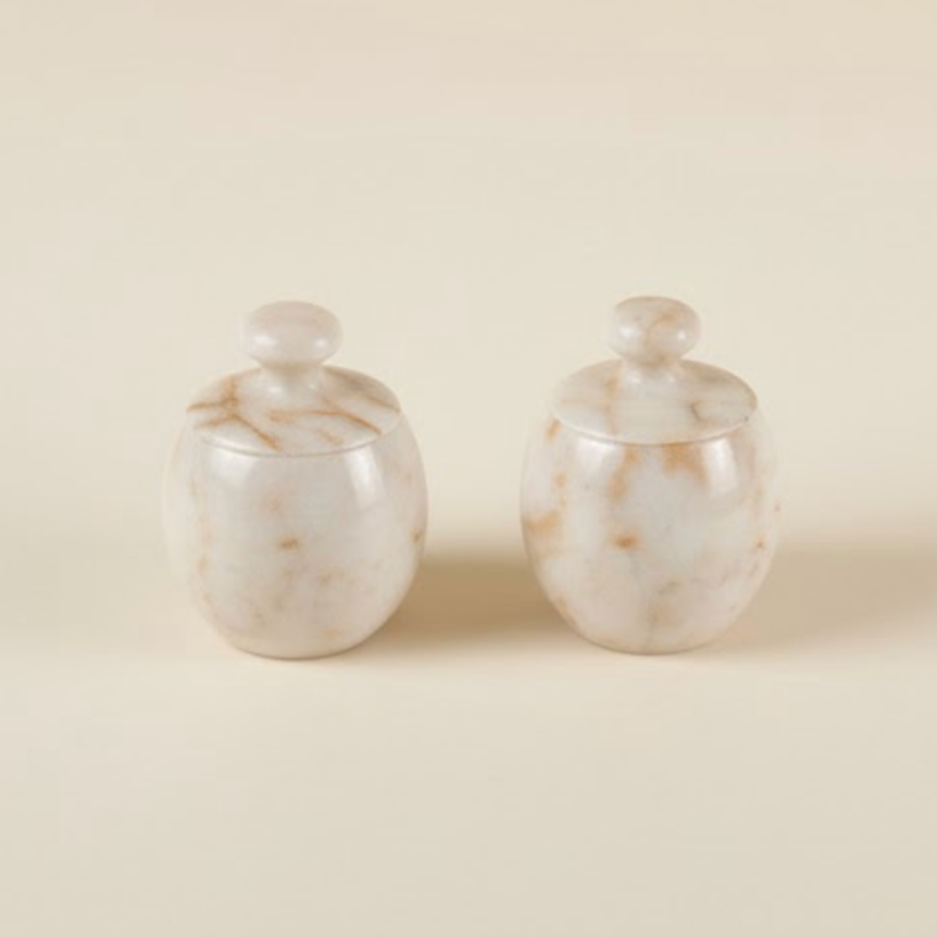 Natural Honey Marble 4-Piece Spice Jar Set – Handcrafted