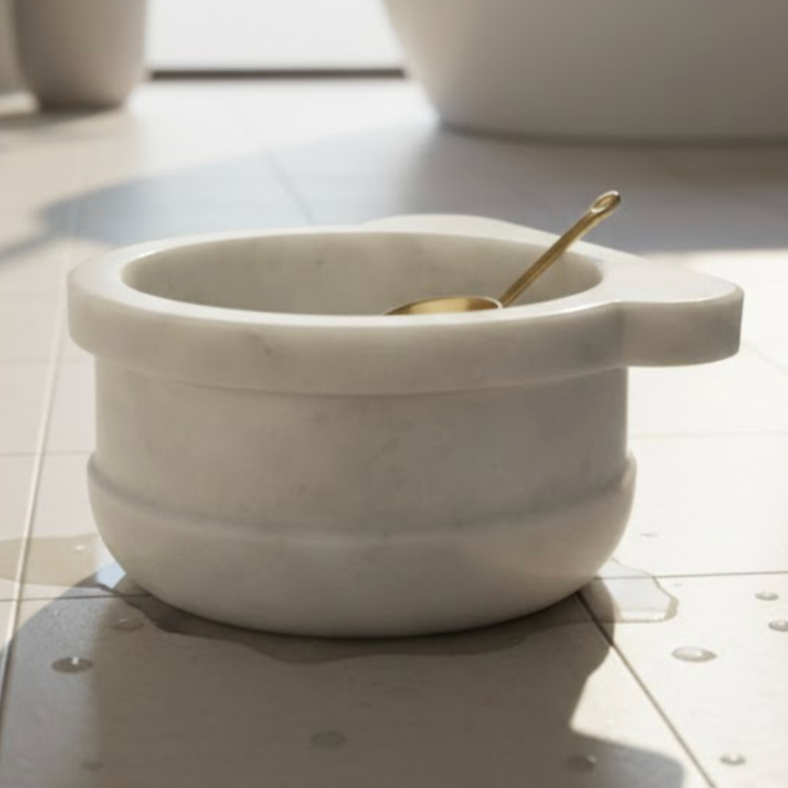 White Marble Natural Stone Turkish Bath Basin – Timeless Hammam Design