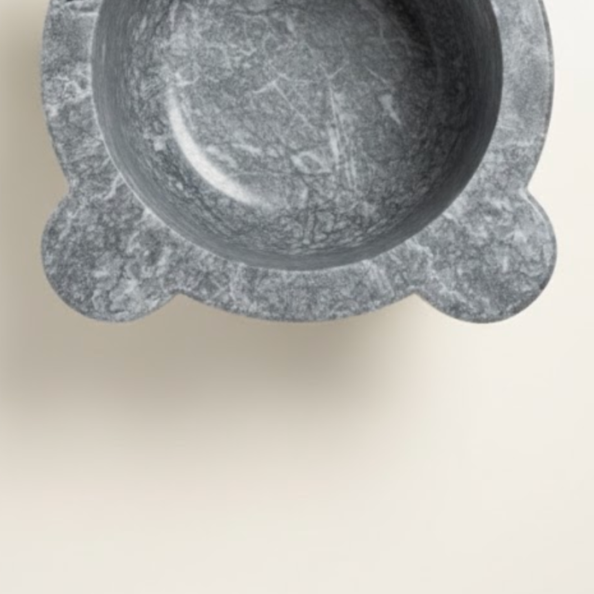 Black Marble Natural Stone Turkish Bath Basin – Ear Handled Flat Model