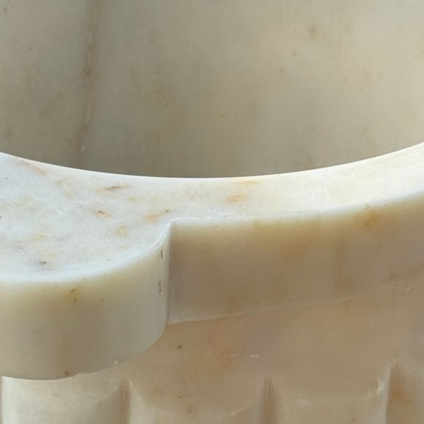 Sugar Marble Natural Stone Turkish Bath Basin – Melon - Fluted Design