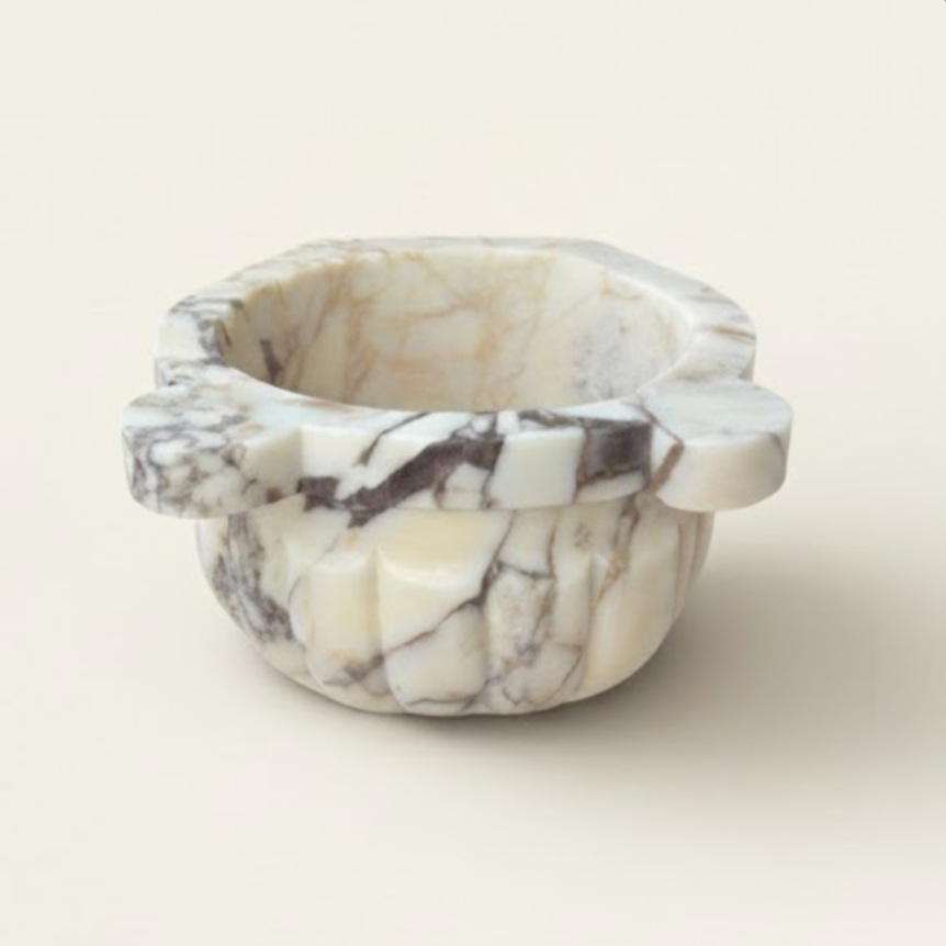 Violet Marble Natural Stone Turkish Bath Basin – Melon-Fluted Design