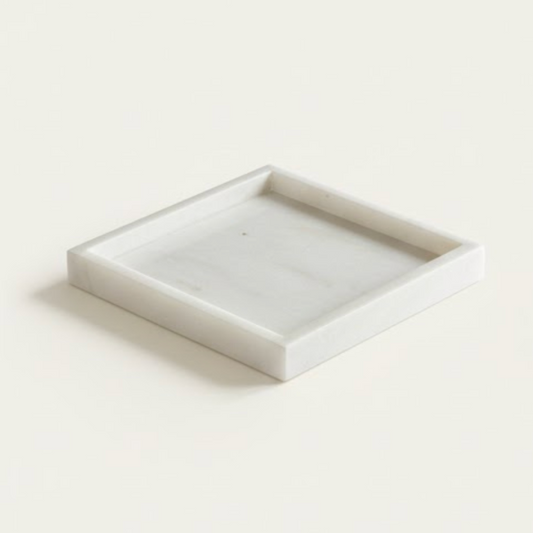 White Marble Tray – Square Decorative & Serving Tray