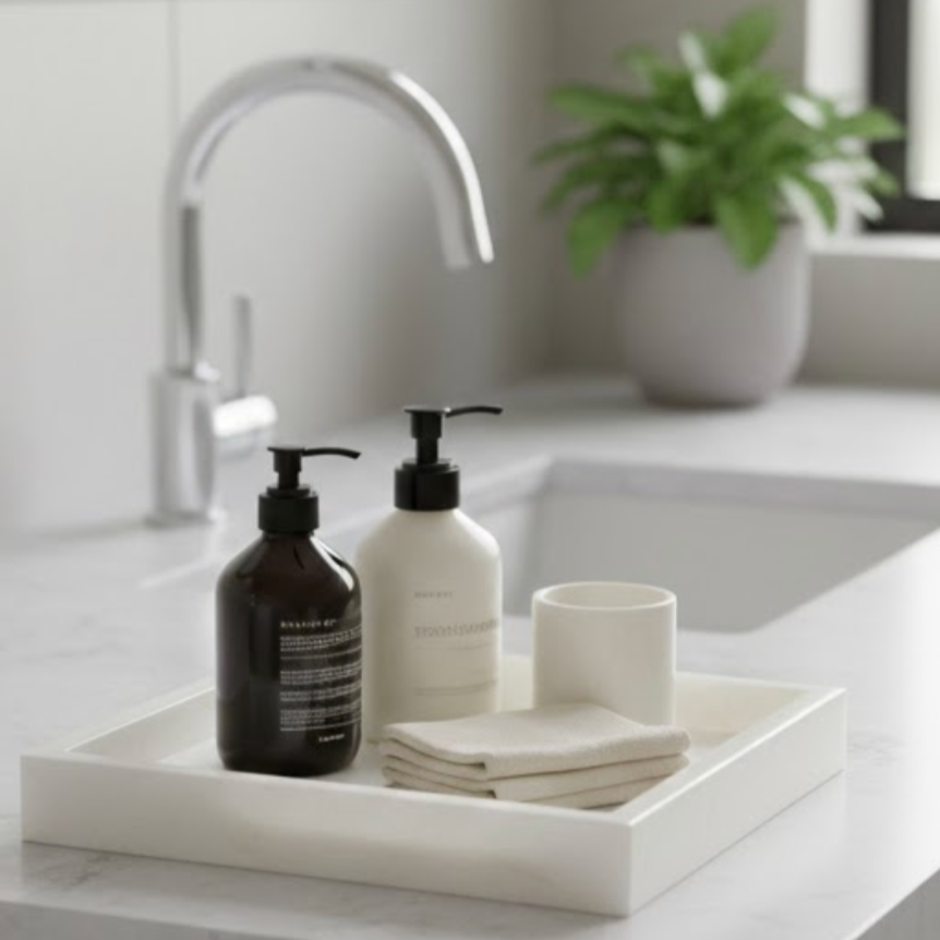 White Marble Tray – Square Decorative & Serving Tray