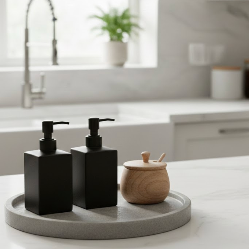 Beige Marble Tray – Round Decorative & Serving Tray