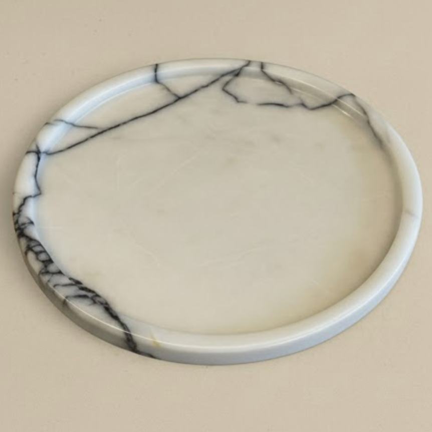Lilac Marble Tray – Round Decorative & Serving Tray