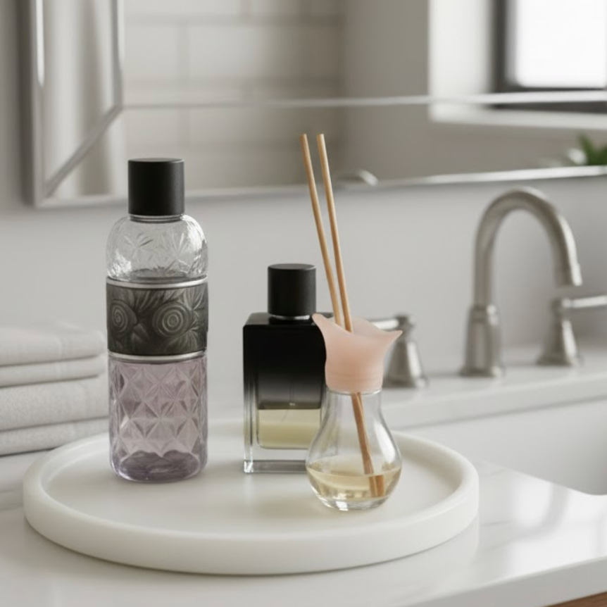 White Marble Serving Tray – Round Decorative & Presentation Tray