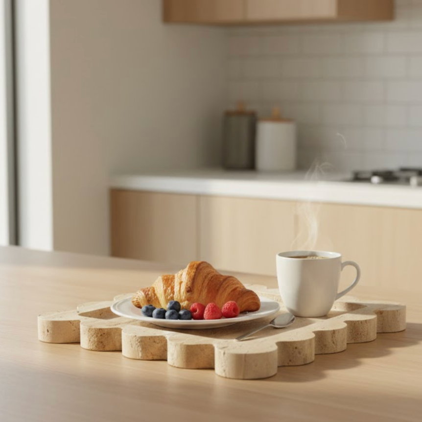 Decorative Travertine Tray – Minimal Natural Stone Design