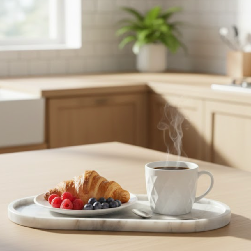 Natural Grey Marble Serving Tray – Timeless Elegance in Stone