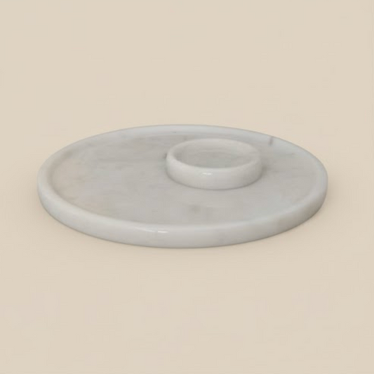 White Marble Round Serving Tray Set – 2 Pieces