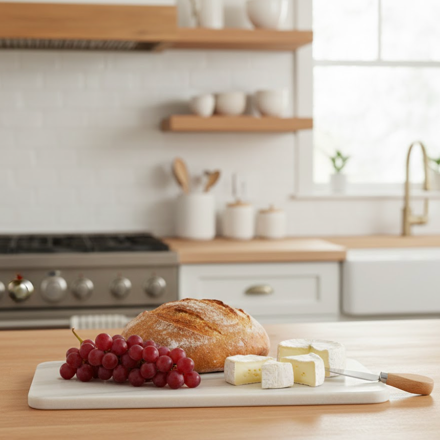 White Marble Cutting Board – Bread, Meat & Vegetable Board