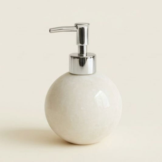 White Marble Orange-Shape Liquid Soap Dispenser – Handcrafted Natural Stone