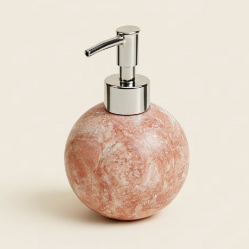 Natural Red Travertine Liquid Soap Dispenser – Orange Form Design