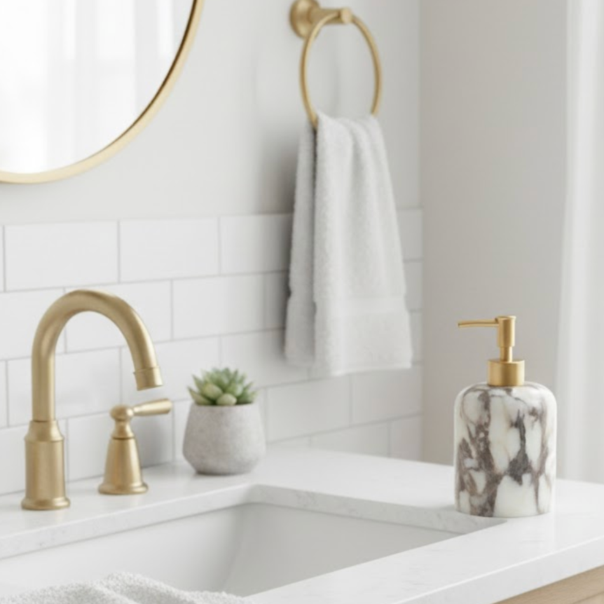 Lilac Marble Liquid Soap Dispenser – Natural Stone Bathroom Accessory