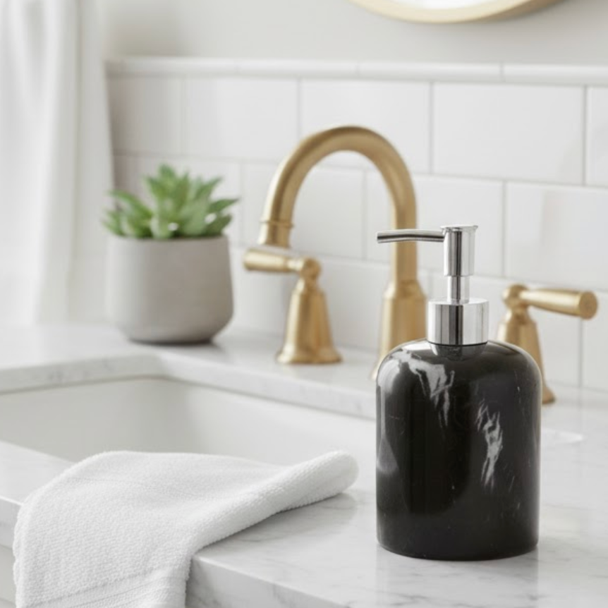 Black Marble Liquid Soap Dispenser (Handcrafted)