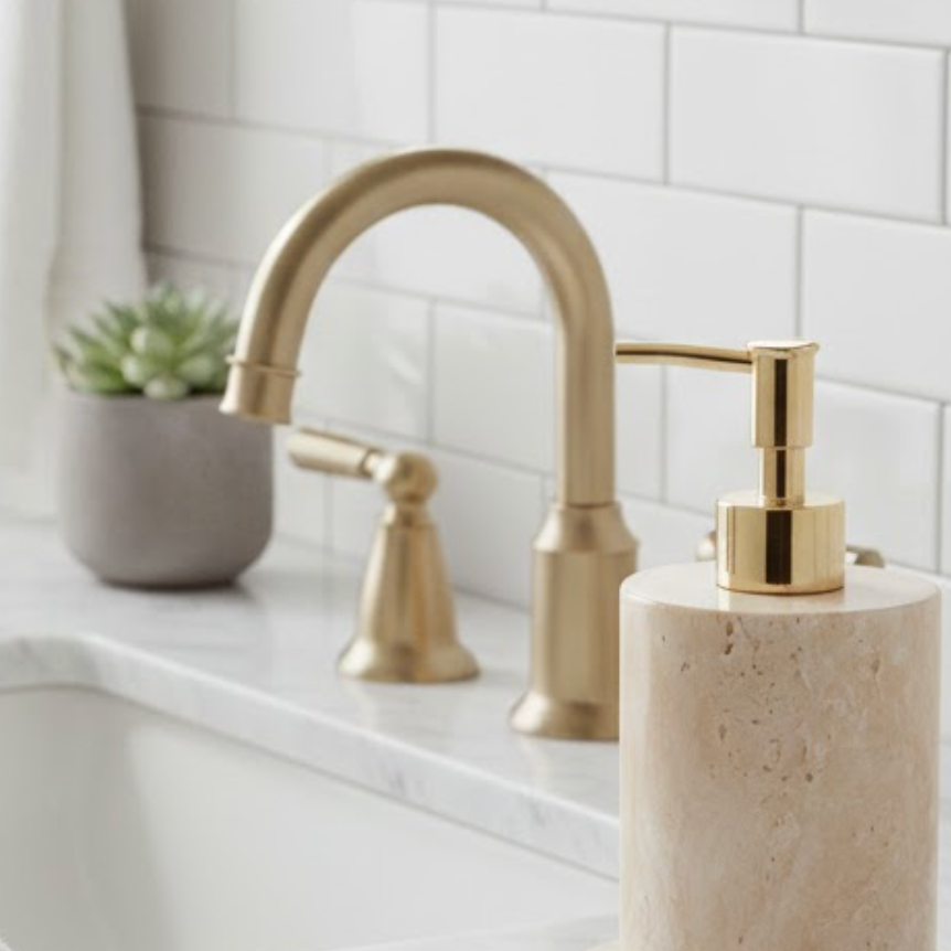 Travertine Marble Liquid Soap Dispenser (Handcrafted)