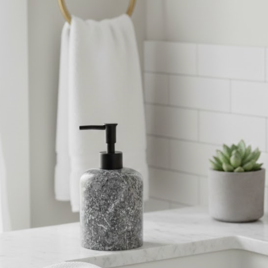 Black Marble Liquid Soap Dispenser (Handcrafted)