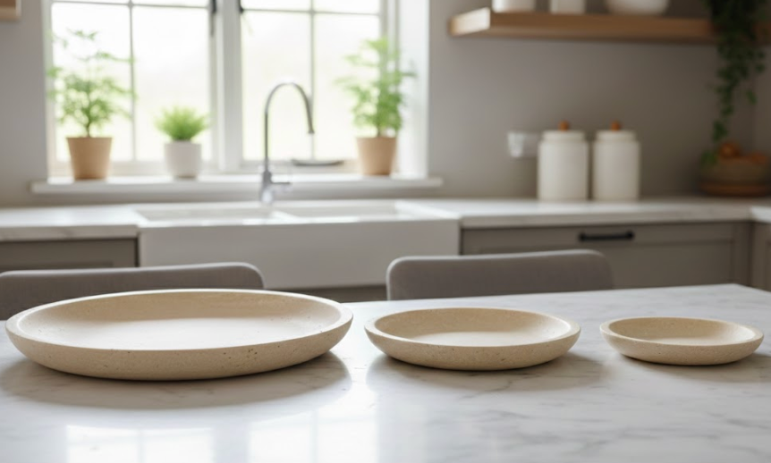 Travertine Marble Plate Set (Handcrafted)