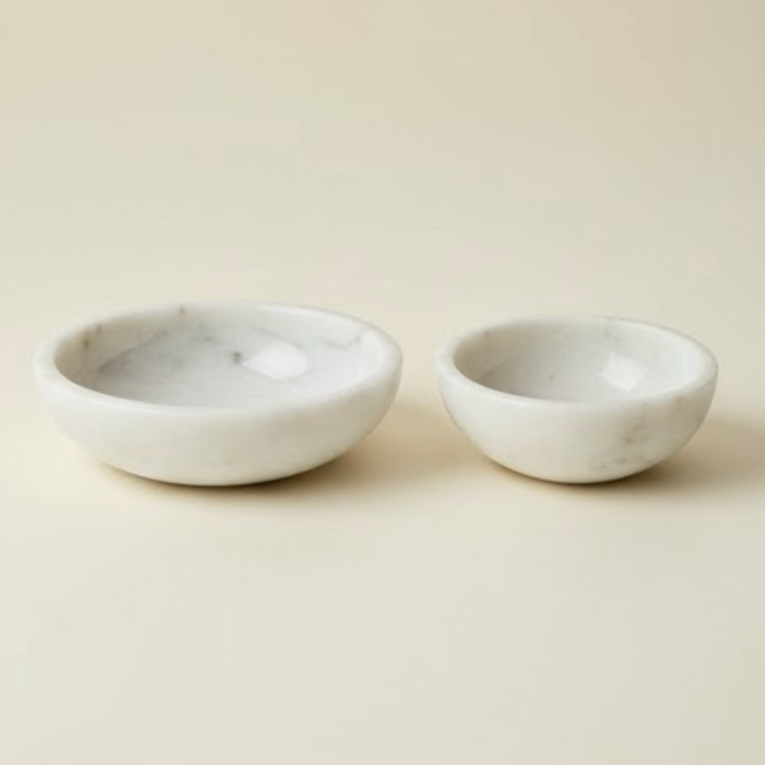 White Marble Serving Bowl Set (2 Pieces, Handcrafted)