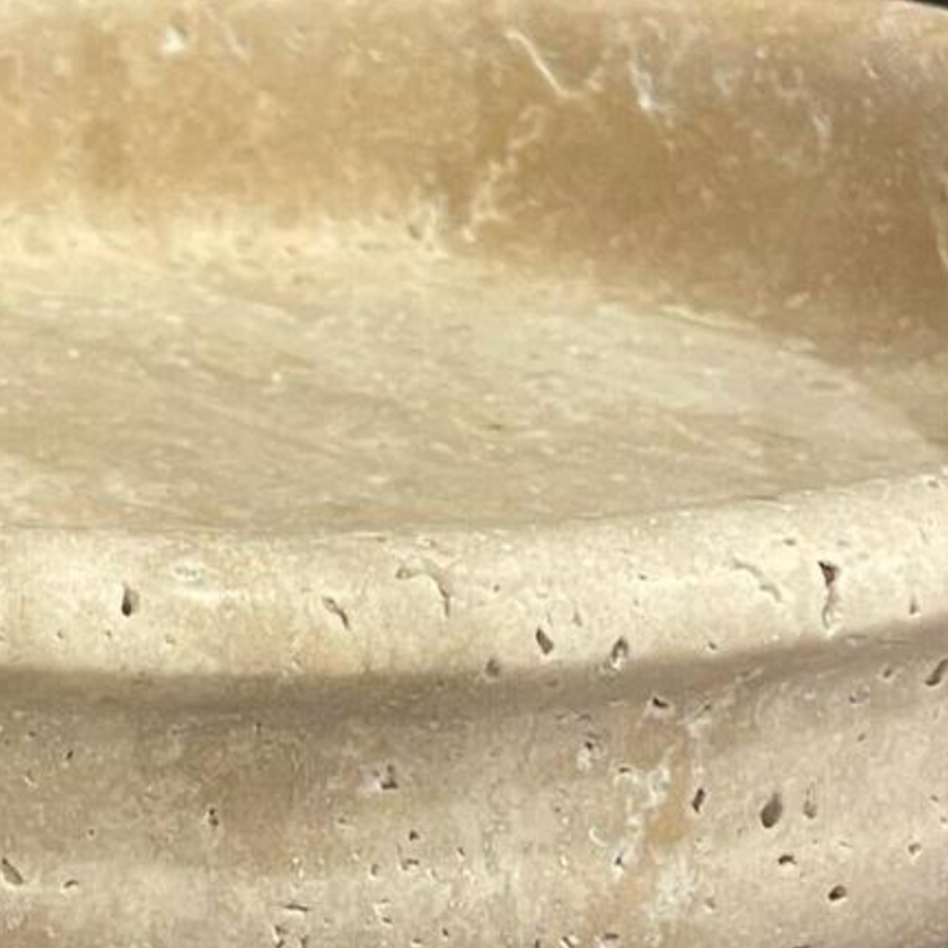 Travertine Stone Bowl (Handcrafted)
