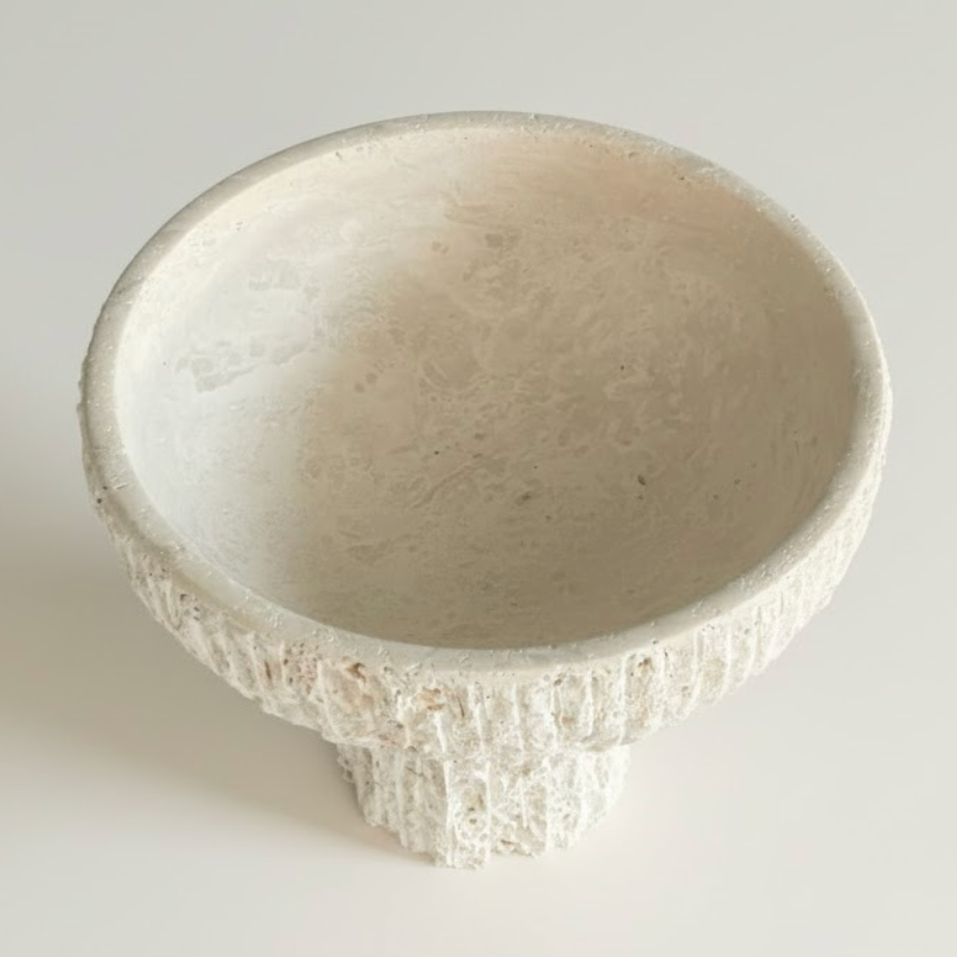 Travertine Pedestal Decorative Bowl (Handcrafted)