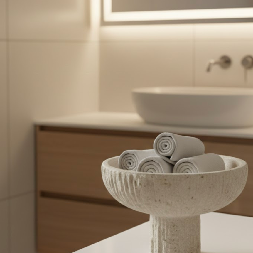 Travertine Pedestal Decorative Bowl (Handcrafted)