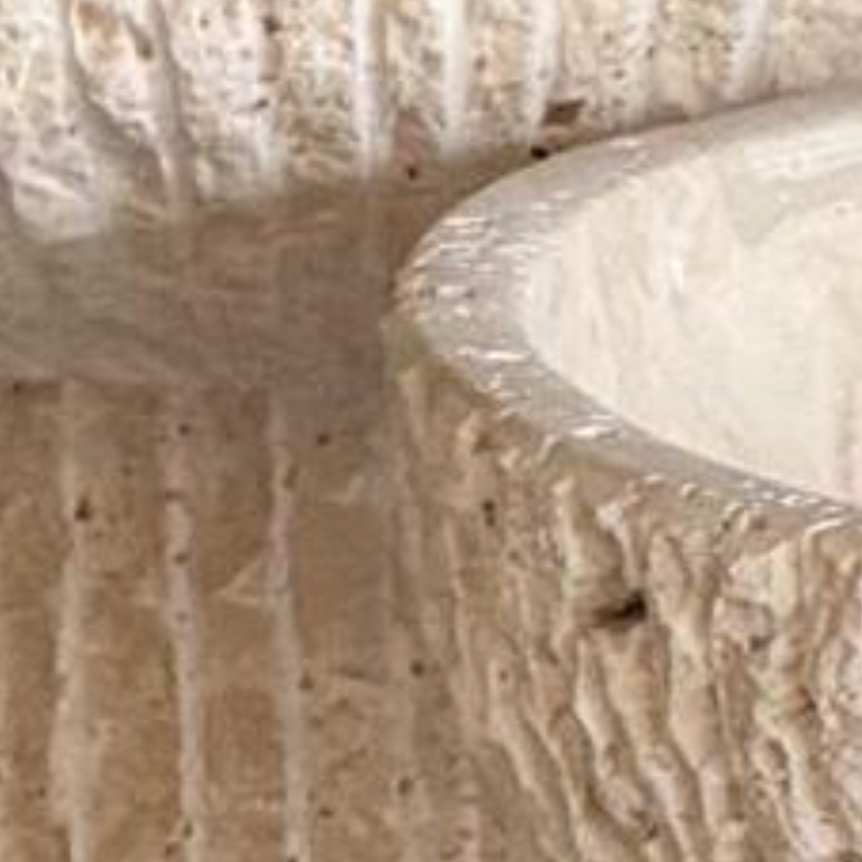 Travertine Pedestal Bowl Set – Split - Face Finish (3 Pieces, Handcrafted)