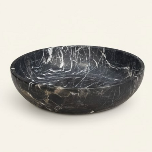 Matte Black Marble Bowl (Handcrafted)