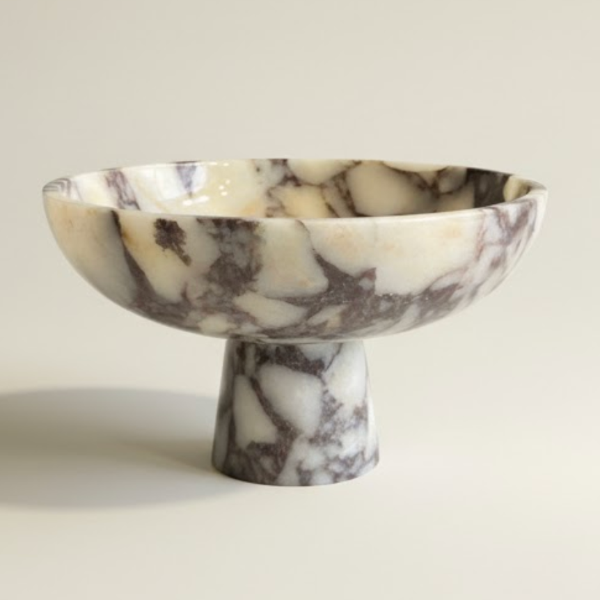 Violet Marble Pedestal Bowl (Handcrafted)