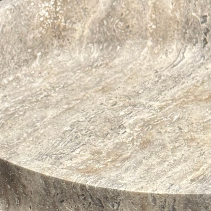 Silver Travertine Stone Bowl (Handcrafted)