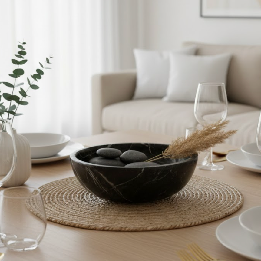 Black Marble Bowl (Handcrafted)