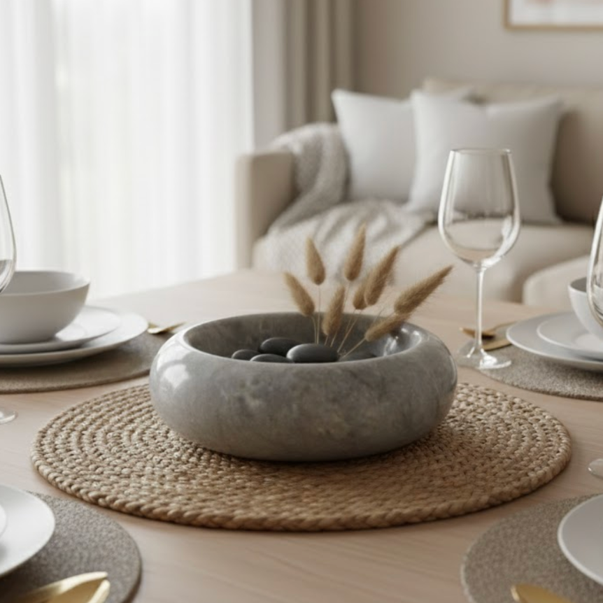 Grey Marble Snack & Sauce Bowl (Handcrafted)