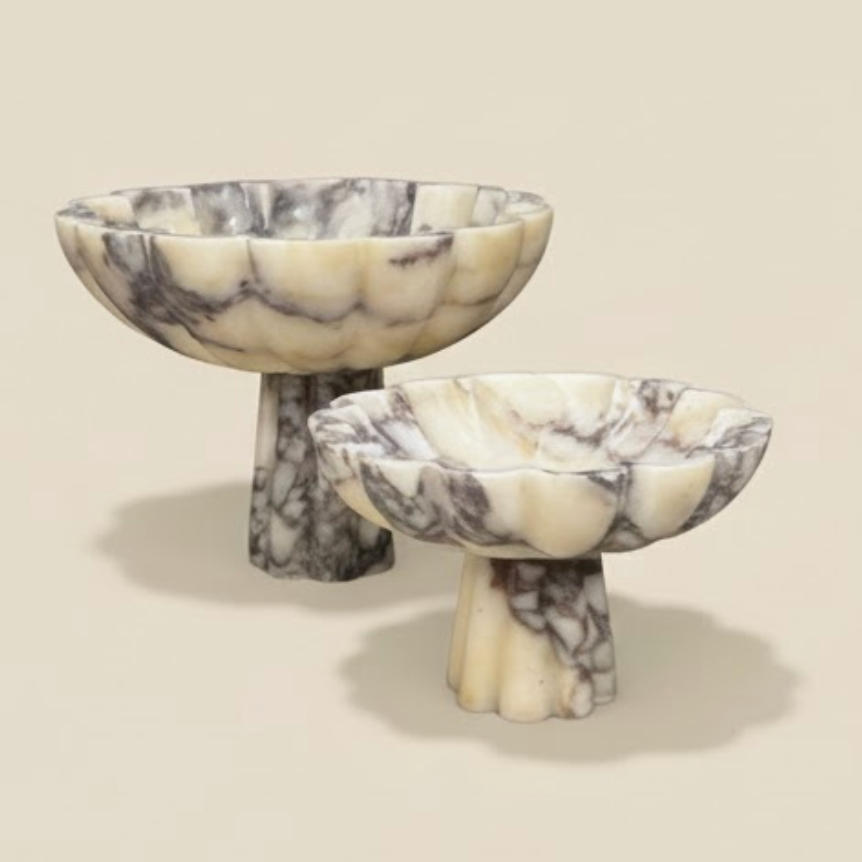 Violet Marble Pedestal Decorative Bowl (Handcrafted)