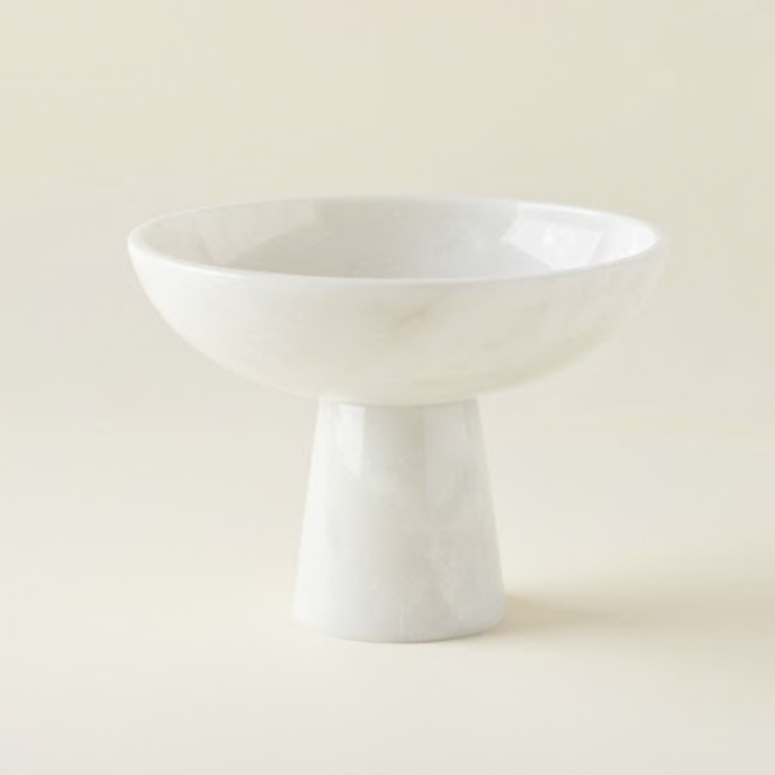 White Marble Pedestal Bowl (Handcrafted)