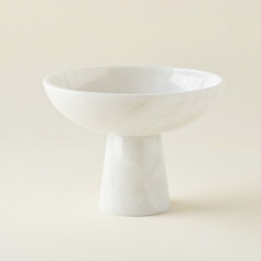White Marble Pedestal Bowl (Handcrafted)