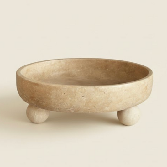 Travertine Self-Pedestal Bowl (Handcrafted)
