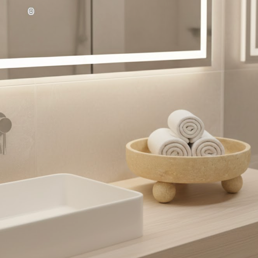 Travertine Self-Pedestal Bowl (Handcrafted)