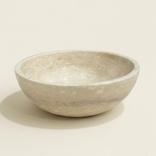 Travertine Stone Bowl (Handcrafted)