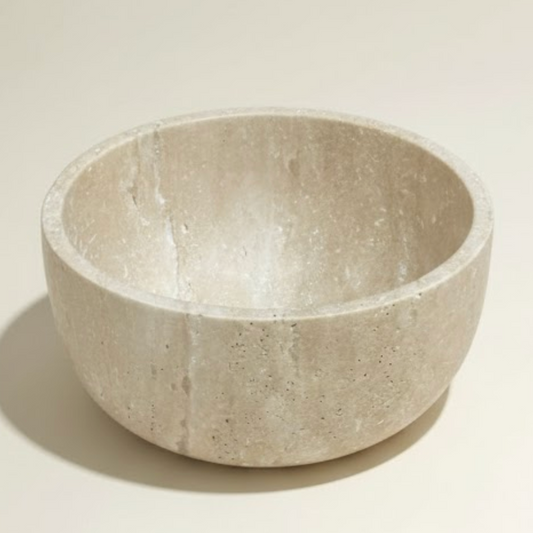 Travertine Stone Bowl (Handcrafted)
