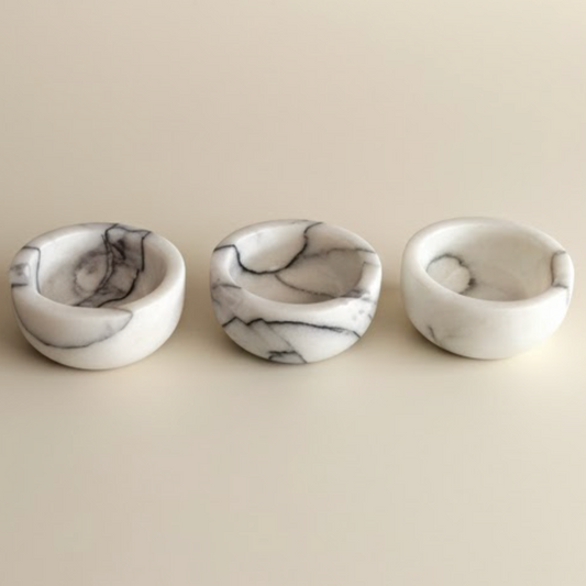 Lilac Marble Snack & Sauce Bowl Set (3 Pieces, Handcrafted)
