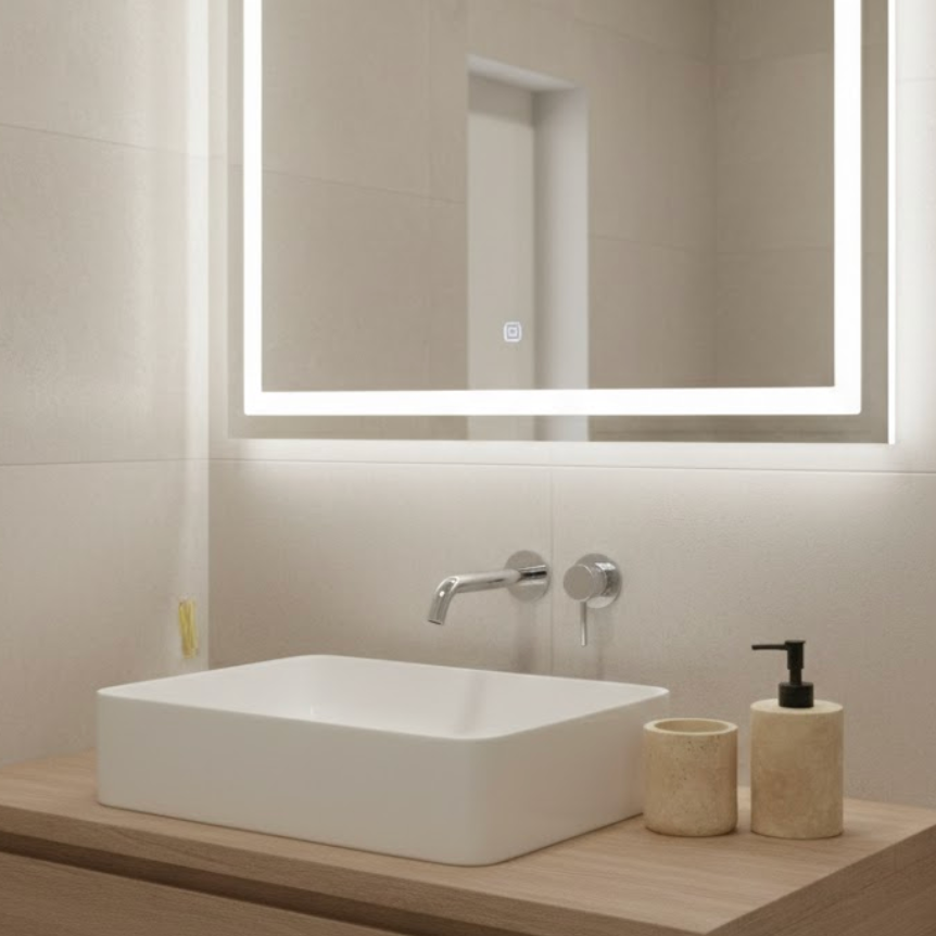 Beige Travertine Bathroom & Kitchen Set with Matte Black Details (Handcrafted)