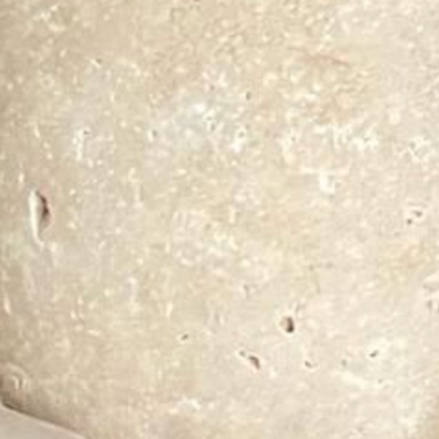 Light Travertine Bathroom Set with Ellipse Tray (3 Pieces, Handcrafted)