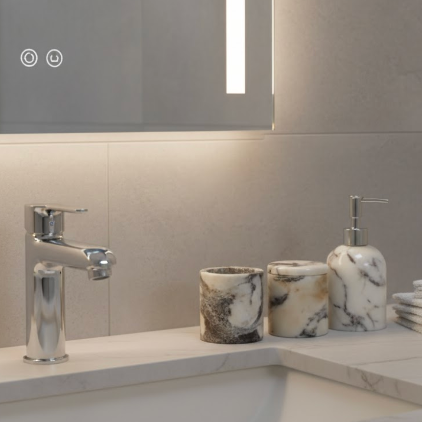 Purple Lilac Marble Bathroom Set (3 Pieces, Handcrafted)