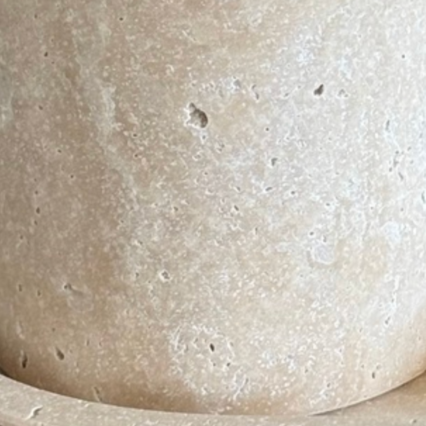 Travertine Bathroom & Kitchen Set with Oval Tray (3 Pieces, Handcrafted)