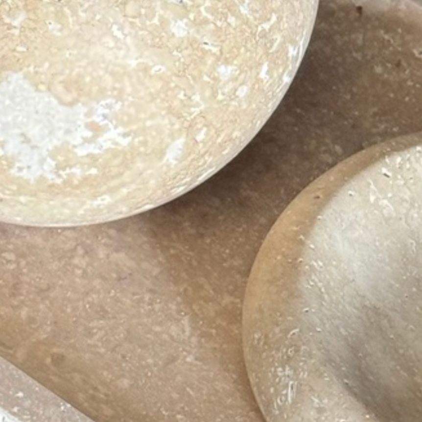 Orange-Form Light Travertine Bathroom & Kitchen Set (3 Pieces, Handcrafted)