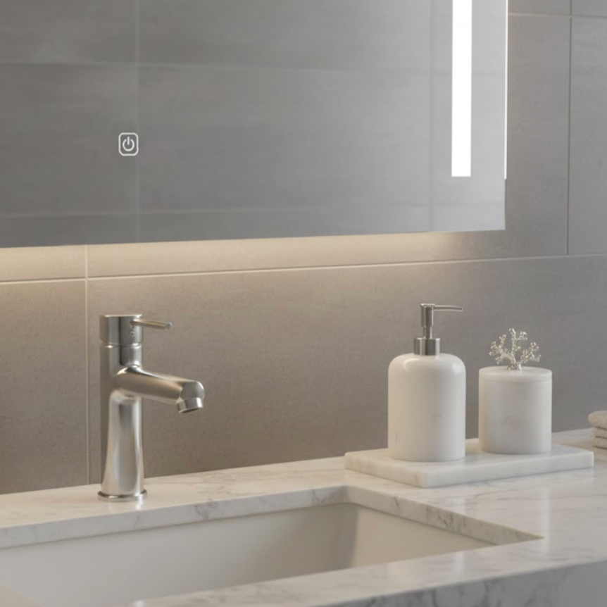 White Marble Bathroom Set with Silver Coral Details & Square Tray (3 Pieces, Handcrafted)