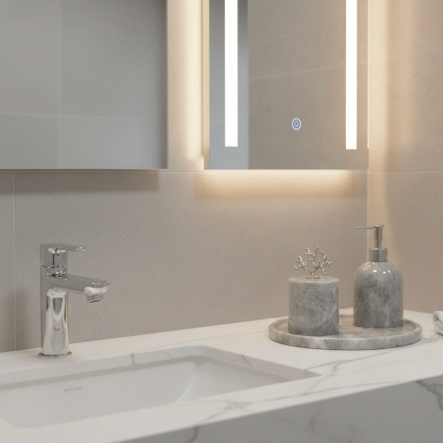 Grey Marble Bathroom Set (3 Pieces, Handcrafted)