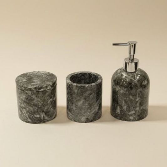 Black Marble Bathroom Set (3 Pieces, Handcrafted)