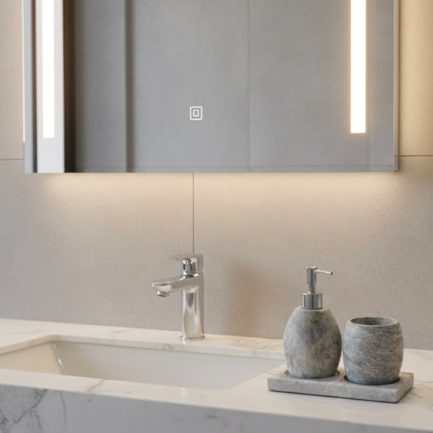 Silver Travertine Oval Bathroom & Kitchen Set (3 Pieces, Handcrafted)