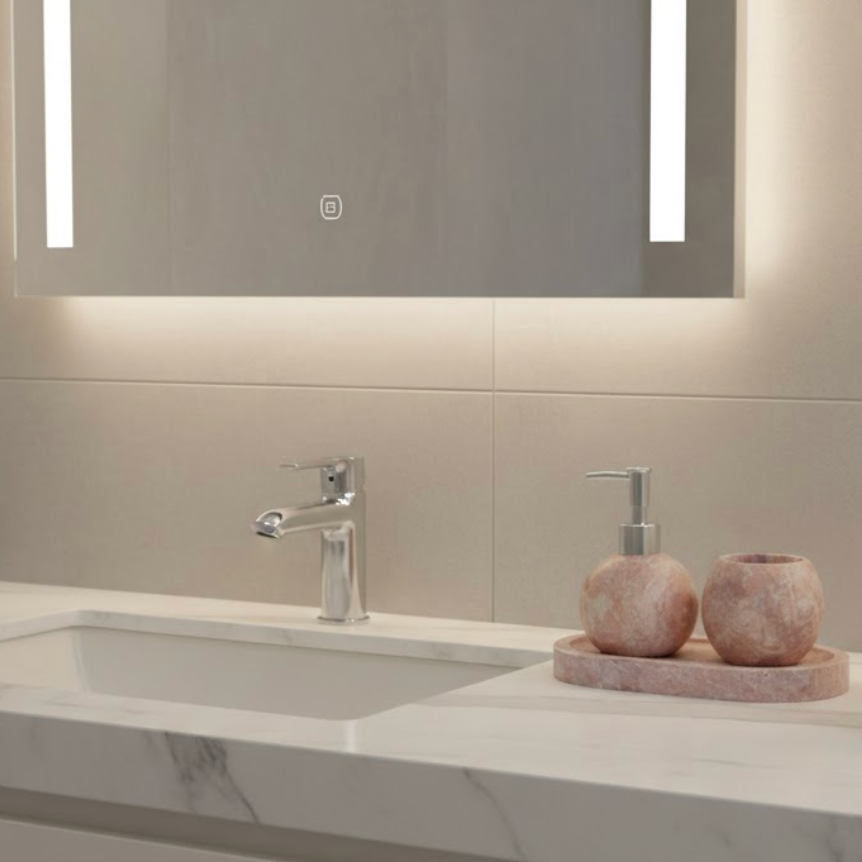 Orange Model Red Travertine Bathroom & Kitchen Set (3 Pieces, Handcrafted)